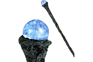 Spooktacular Creations Halloween LED Witch Staff, Light Up Magic Vintage Walking Cane Prop Stick Accessory for Halloween Wizard Dress Up Party Pretend and Play Costume