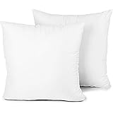 Throw Pillow Insert,Edow set of 2 Hypoallergenic Down Alternative Polyester Square Form Decorative Pillow, Cushion,Sham Stuffer,18 x 18 inches.