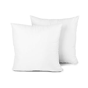 Edow Throw Pillow Insert, Set of 2 Hypoallergenic Down Alternative Polyester Square Form Decorative Pillow, Cushion,Sham Stuffer. (White, 20x20)