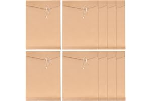 HOODANCOS 10pcs A4 Kraft Paper File Envelopes with String Closure, 200g Kraft Paper Document Organizer Bags