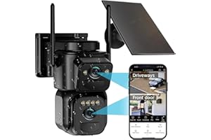 Uniter 4K Solar Security Cameras Wireless Outdoor, Panoramic & Tracking Dual Lens 2-in-1, 360° PTZ Camera Surveillance Exteri