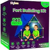 Playbees Fort Building Kit, 140 Piece Indoor Play Set for Kids Ages 4-12 | Blanket Tent Hideout with Rods &amp; Connectors; Castle, Rocket &amp; Clubhouse Construction Toy; Creative Gift for Boys &amp; Girls
