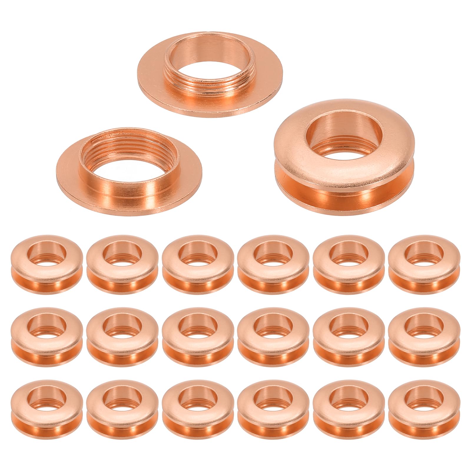 PATIKIL 15.5mm(5/8 inch) Solid Brass Hole Eyelets, 20 Pcs Arc Surface Self Backing Grommets with Washer for Shoes Clothes Crafts Bag Leather Craft, Rose Gold