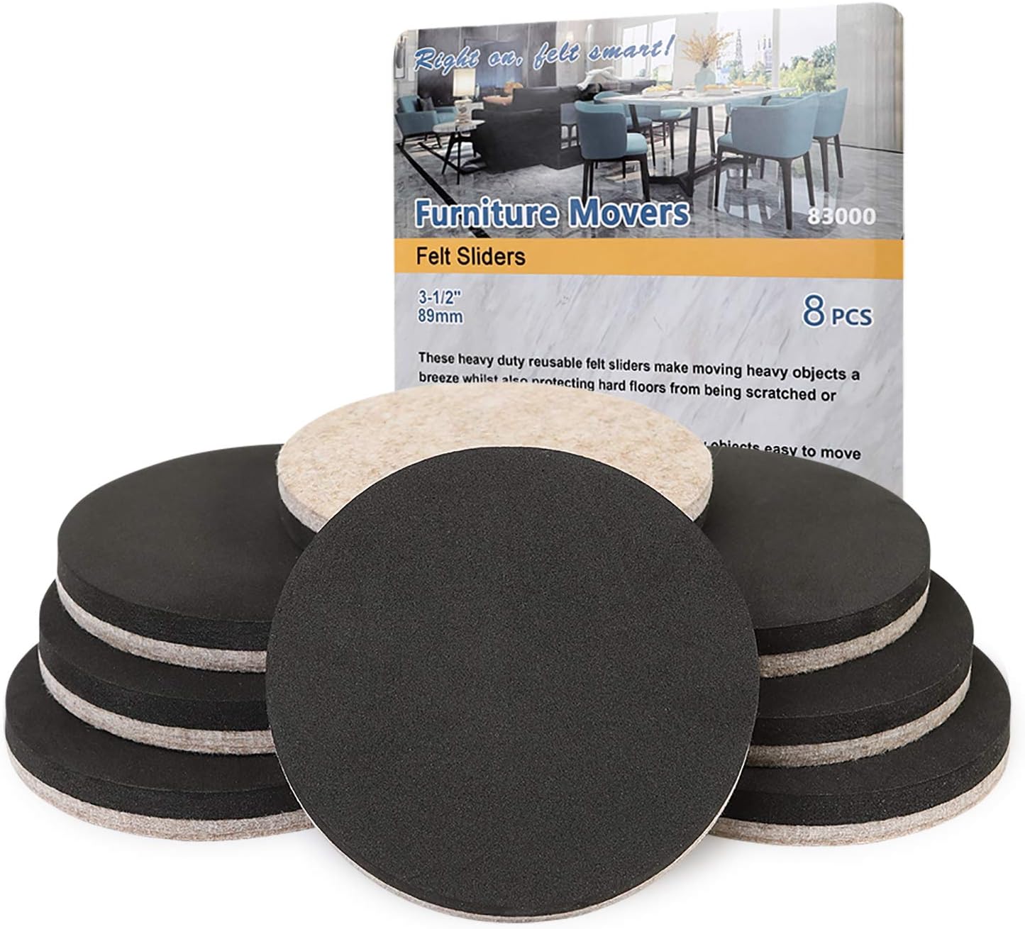 Felt Furniture Sliders Hardwood Floors 8 PCS 5"- Furniture Slider