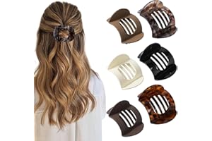 PADERISON 6Pcs Flat Hair Clips for Women,Volume Flat Top Round Clip for Thick or Thin Hair,Picura Large Hair Claw Clips Strong Hold No Slip Hair Barrettes