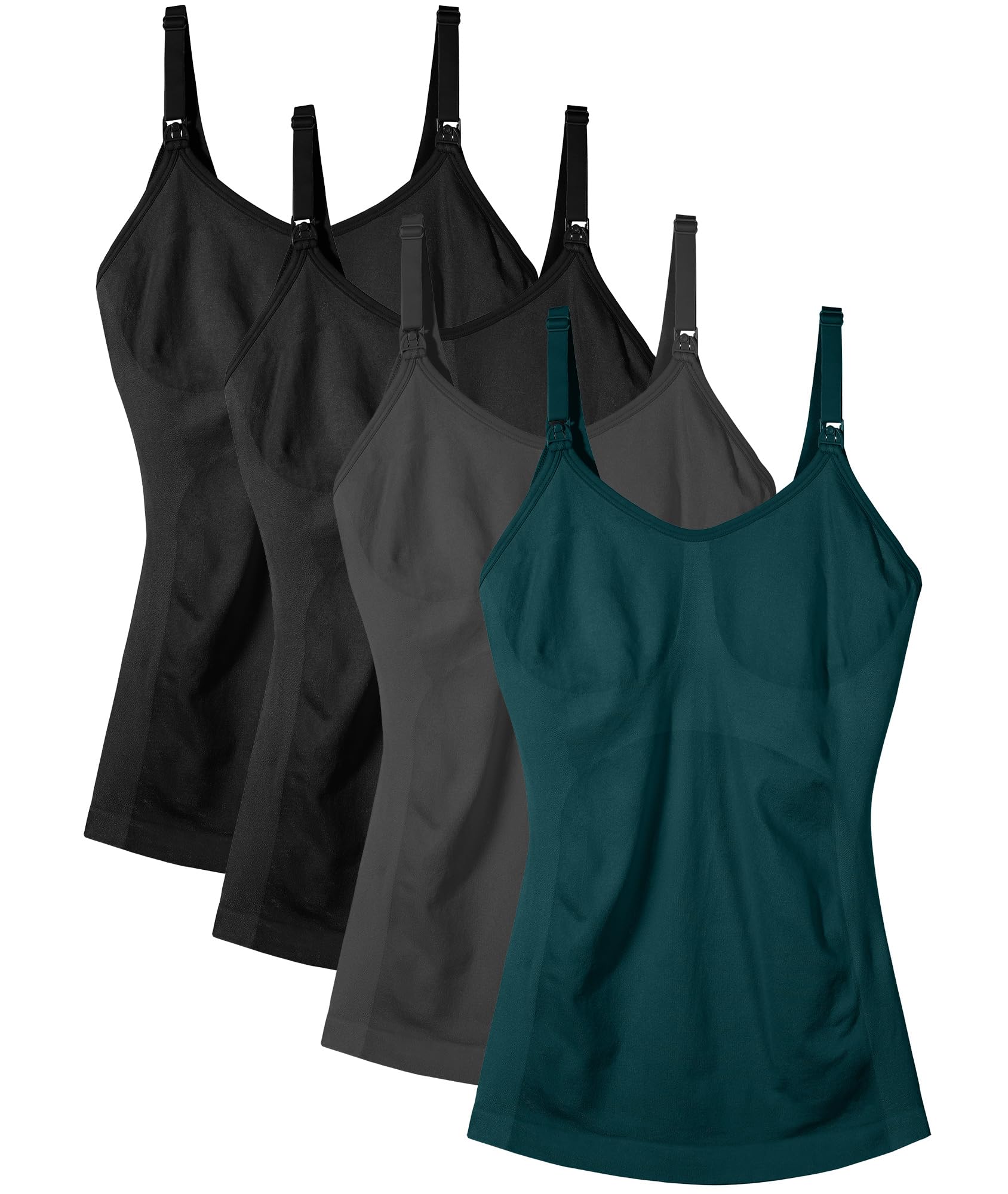 Photo 1 of Women's Maternity Nursing Tank Tops with Built in Bra for Breastfeeding Shirt 4Pack Color Black Grey Green Size L