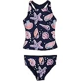 Lands' End Girls' UPF 50+ Swim Bikini Bottom and Racerback Tankini Set