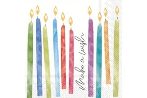 Boston International IHR 20-Count 3-Ply Cocktail Beverage Paper Napkins, 5 x 5-Inches, Birthday Wish