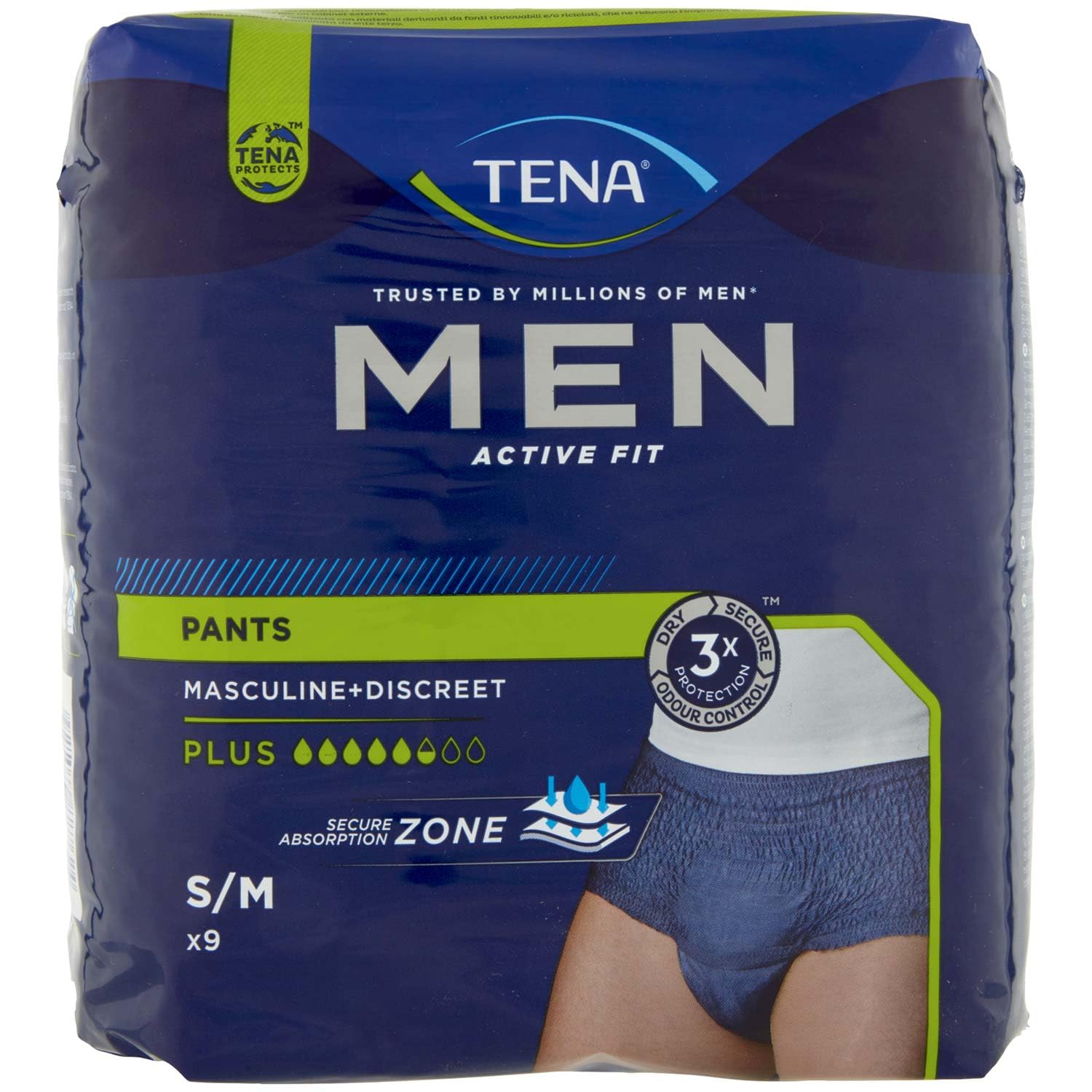 Tena Medium Men Active Pants, S/M (x9)