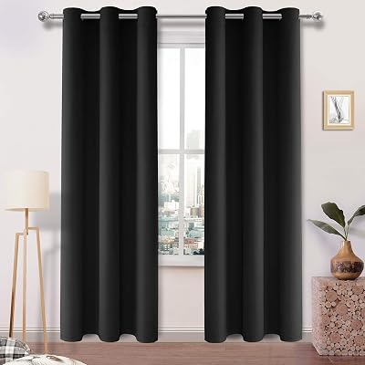 DWCN Blackout Curtains 2 Panels 46 x 90 Eyelet Thermal Room Darkening