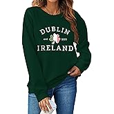 BEIDEFY St. Patrick's Day Sweatshirt Women Lucky Shamrock Long Sleeve Shirt Dublin Ireland Pullover Tops