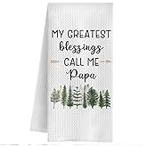QWZDRHYJI Papa Grandpa Gifts Kitchen Towels, Papa Grandfather Gifts from Grandkids Dish Tea Towels, Grandpa Gift for Birthday Christmas Decorative Hand Towel for Kitchen Bathroom, 16x24 Inch