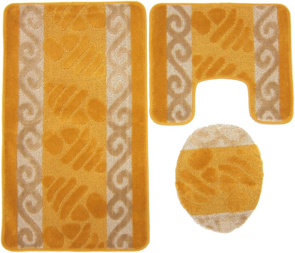 MEGA OVERSIZED JULIA 3 PIECE MAT, CONTOUR, LID RUG SET, MANGO YELLOW