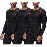 DEVOPS 3 Pack Men's Long Sleeve Compression Baselayer Workout Shirts
