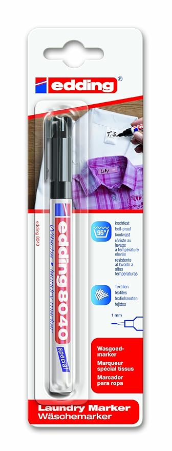 edding 8040 Wäschemarker, Textil-Stift zum permanenten Kennzeichnen von Textilien und Kleidung - Waschfest und kochfest bis 9