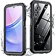 SPIDERCASE for Samsung Galaxy A15 5G Case Waterproof, Built-in Lens & Screen Protector Military Shockproof Dropproof, Full Heavy Duty Protection, Dustproof, Durable Galaxy a15 5g Phone Case 6.5"-Black