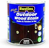 Rustins Quick Dry Outdoor Wood Stain Dark Oak 1L - Durable Weather-Resistant