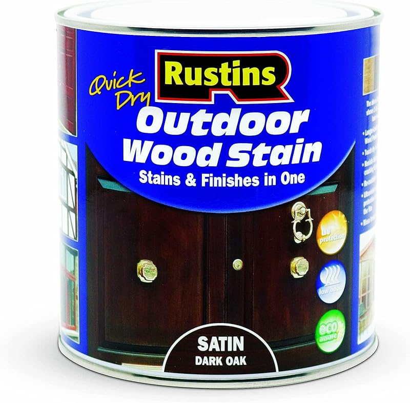 Rustins Quick Dry Outdoor Wood Stain Dark Oak 1L - Durable Weather-Resistant