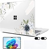 MEEgoodo Case for Microsoft Surface Laptop 13.8 inch Touchscreen 2024 (7th Edition),Clear Cover Fit Model 2036,Laptop Hard Shell with Keyboard & Webcam Cover & Screen Protector,Vintage Floral