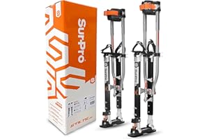 SurPro Double-Sided Drywall Stilts, Magnesium Base, 26” - 40” Height, QuadLock Contractor-Grade Stilts with Patented Flexion Foot System (S2X-M-2640) for Drywallers, Painters, Stilts Drywall