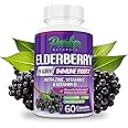 Parker Naturals Organic Elderberry Capsules, 4-Way Immune Boost, Vitamins C, D, and Zinc Support, 1260.1 mg Elderberry Supplements for Adults, 60 Capsules