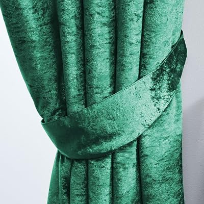 John Aird Crushed Velvet Eyelet Curtains Emerald Green Pair Fully Lined