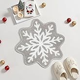 Mocsicka Christmas Snowflakes Bath Mat Winter Snowflake Bathroom Rug Super Soft Absorbent Bathroom Rugs Non Slip Bath Mat Machine Washable Rug for Bathrooms 24x24 inch (Grey)