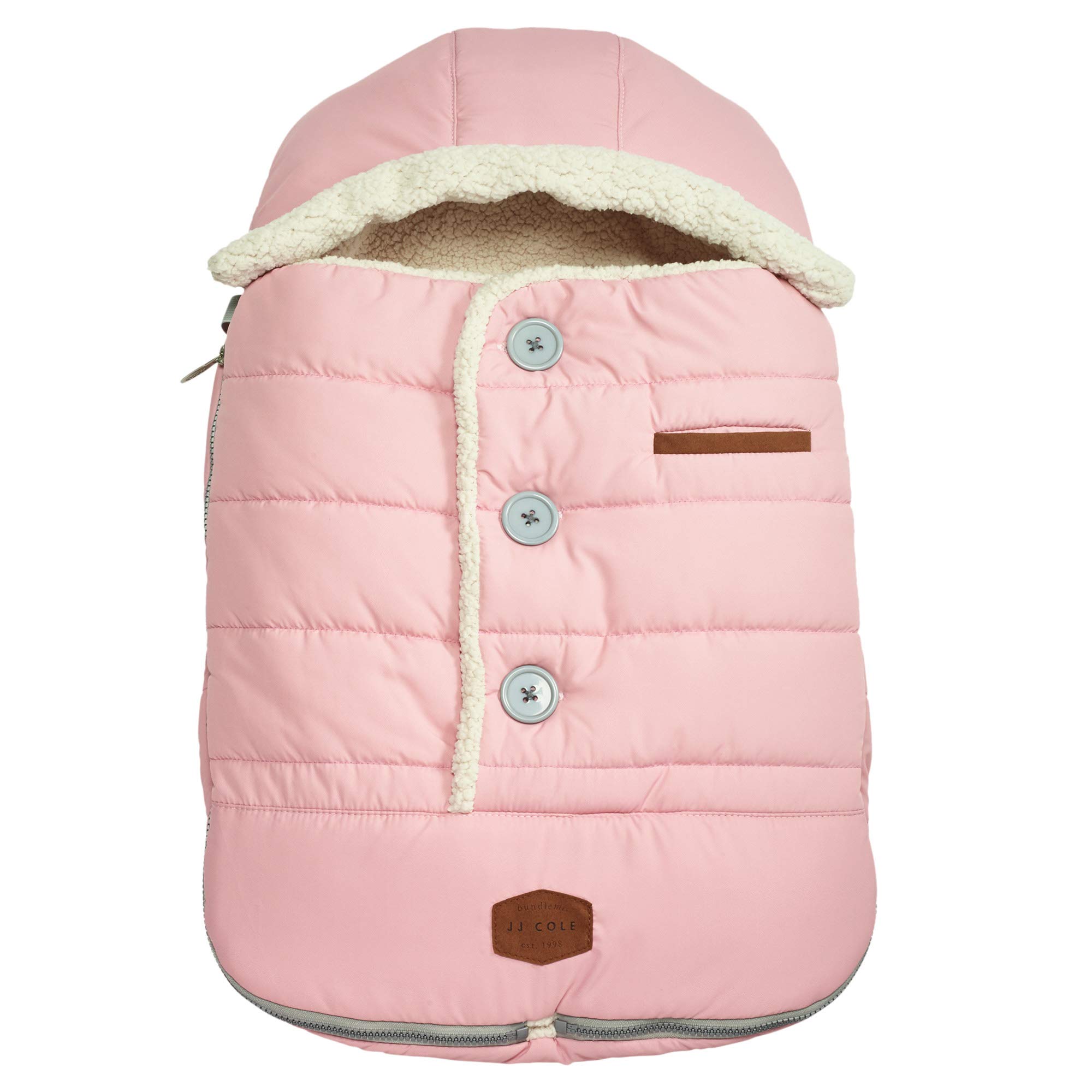 JJ Cole Bundle Me Winter Baby Car Seat Cover and Bunting Bag - Urban - Sherpa Lined Weather Resistant Baby Carrier and Stroller Cover - Stroller Accessories and Winter Baby Essentials - Blush Pink