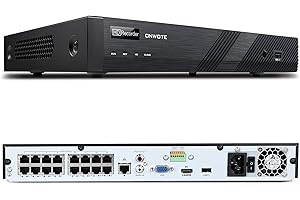 ONWOTE 16 Channel 4K PoE Security NVR Video Audio Recorder, Support 8MP 5MP 4MP 1080P, 16CH NVR with NO Hard Drive, Support up to 20TB with 2 Storage Bays, 16-CH Simultaneous Playback