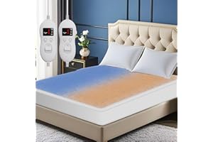 SOHTOPHO Heated Mattress Pad King Size - Electric Mattress Pad with Dual Control, 8 Heating Settings, Soft Blanket, Bed Warmer, 10-Hour Timer, Heater Sheets, 78" x 80" (Oval White, King)