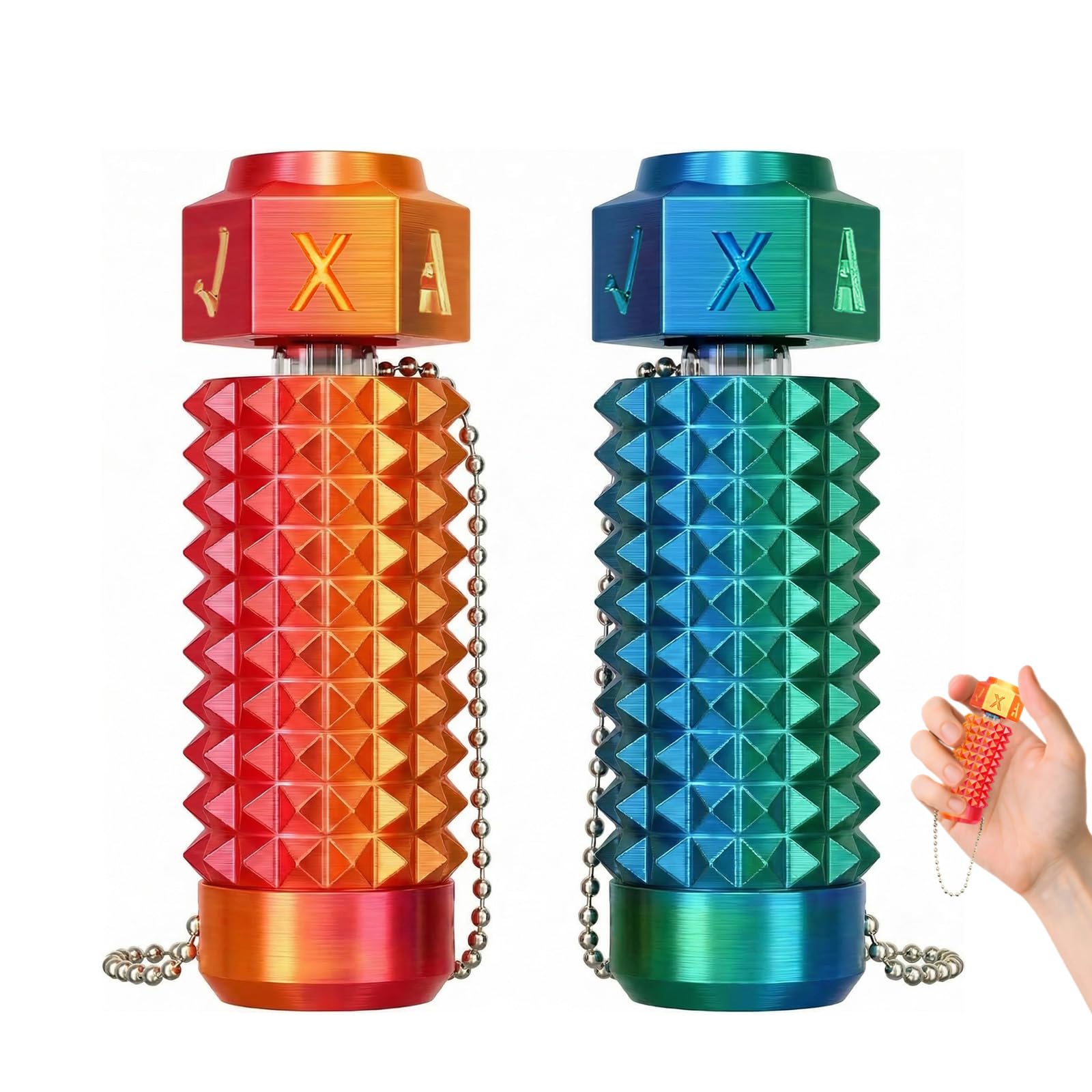 2 Pcs Spiky Fidget Toys – Spiky Grippie Stim Keychain Sensory Toy – Portable Press and Rotate Stress Relief Fidget for Adults