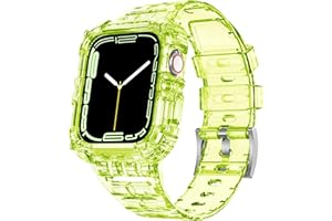 ABELTA Compatible with Clear Apple Watch Band 38mm 40mm 41mm 42mm 44mm 45mm with Protective Case,Shockproof band for iwatch Bands Series 8 7 6 5 4 3 2 1