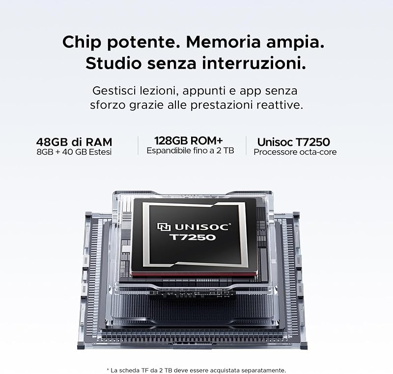 P11 Pro Tablet Android 16,2.4K 90Hz Tablet 11 Pollici con Gemini AI, 48 GB RAM + 128 GB ROM,T7250 Octa-Core, 13 MP + 5 MP, 8800mAh, Wi-Fi 5G, Cuffie, Tablet con Tastiera e Penna, Mouse, Nero