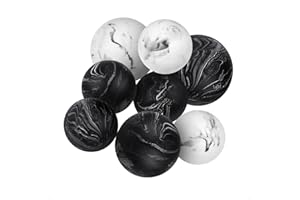 Creative Scents Black & White Set of 8 Marble Look Decorative Balls for Bowls – Decorative Orbs Spheres for Coffee Table Cent