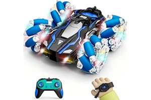 Highmall Remote Control Stunt Car, 4WD All-Terrain Remote Control Car with LED Lights, 360° Rotation, and USB Rechargeable Battery, Boys Toys Suitable for Christmas Birthday
