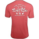 Salt Life Waterman's Trifecta Short Sleeve Performance Pocket Tee, Burnt Coral Heather, Small