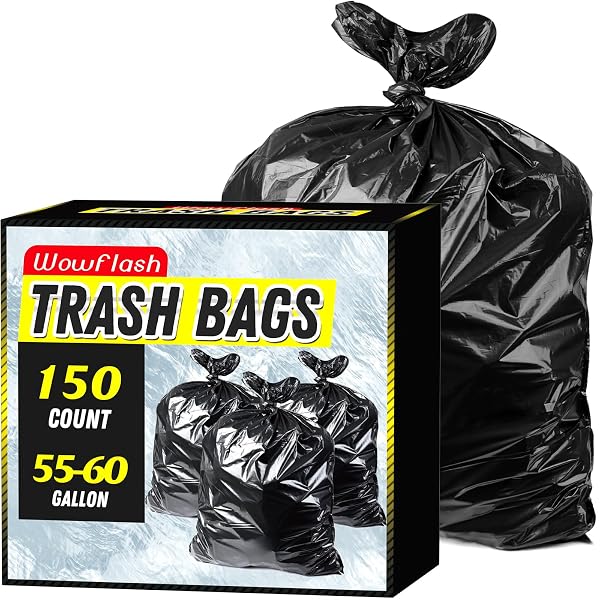 150 COUNT 55-60 GALLON TRASH BAGS, STURDY &...