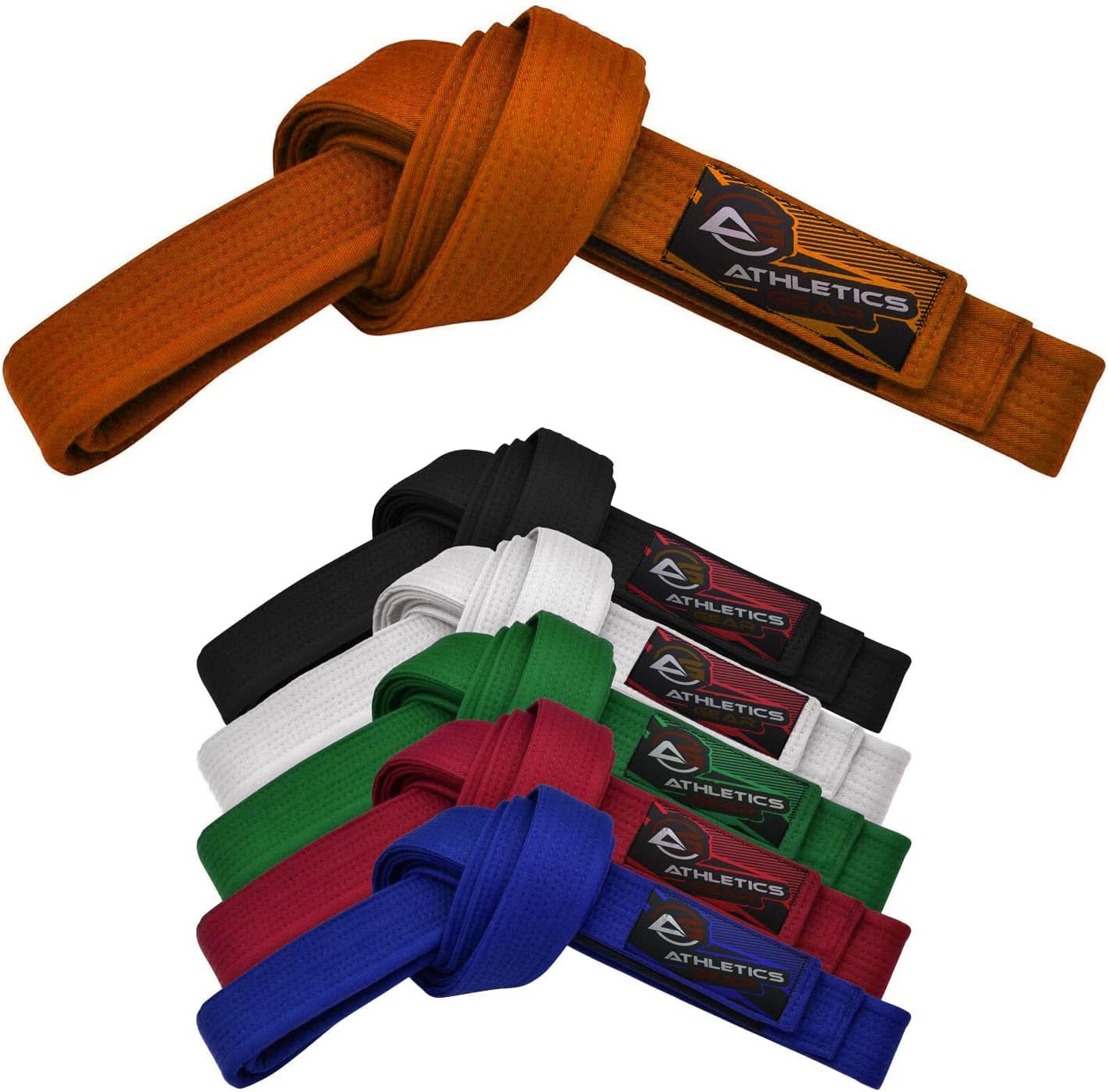 Athletics Gear AG 100% Cotton Martial Arts Belt, 4.25cm Wide, 4mm Thick, 7 Colours, 6 Sizes (Orange, 240cm) — image 1