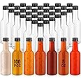 Zubebe 100 Pcs Hot Sauce Bottles Small Plastic Clear Woozy Bottles Empty with Leak Proof Black Screw Cap Mini Wine Liquor jars for Kitchen Sauce Salad Dressing Syrup Juice Whiskey(5 oz)