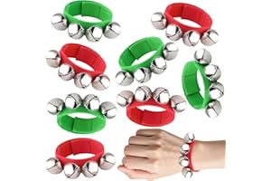 8 Pcs Christmas Jingle Bells Wrist Band Bells, PLULON Percussion Instruments Christmas Band Ankle Jingle Bells Musical Rhythm Toys Winter Party Decoration Favors