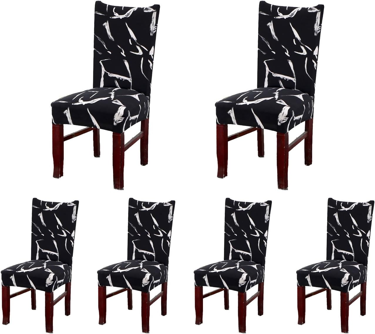 SoulFeel Set of 6 x Stretchable Dining Chair Covers, Spandex Chair Seat Protector Slipcovers for Holiday Banquet, Home Party, Hotel, Wedding Ceremony (Marbling)