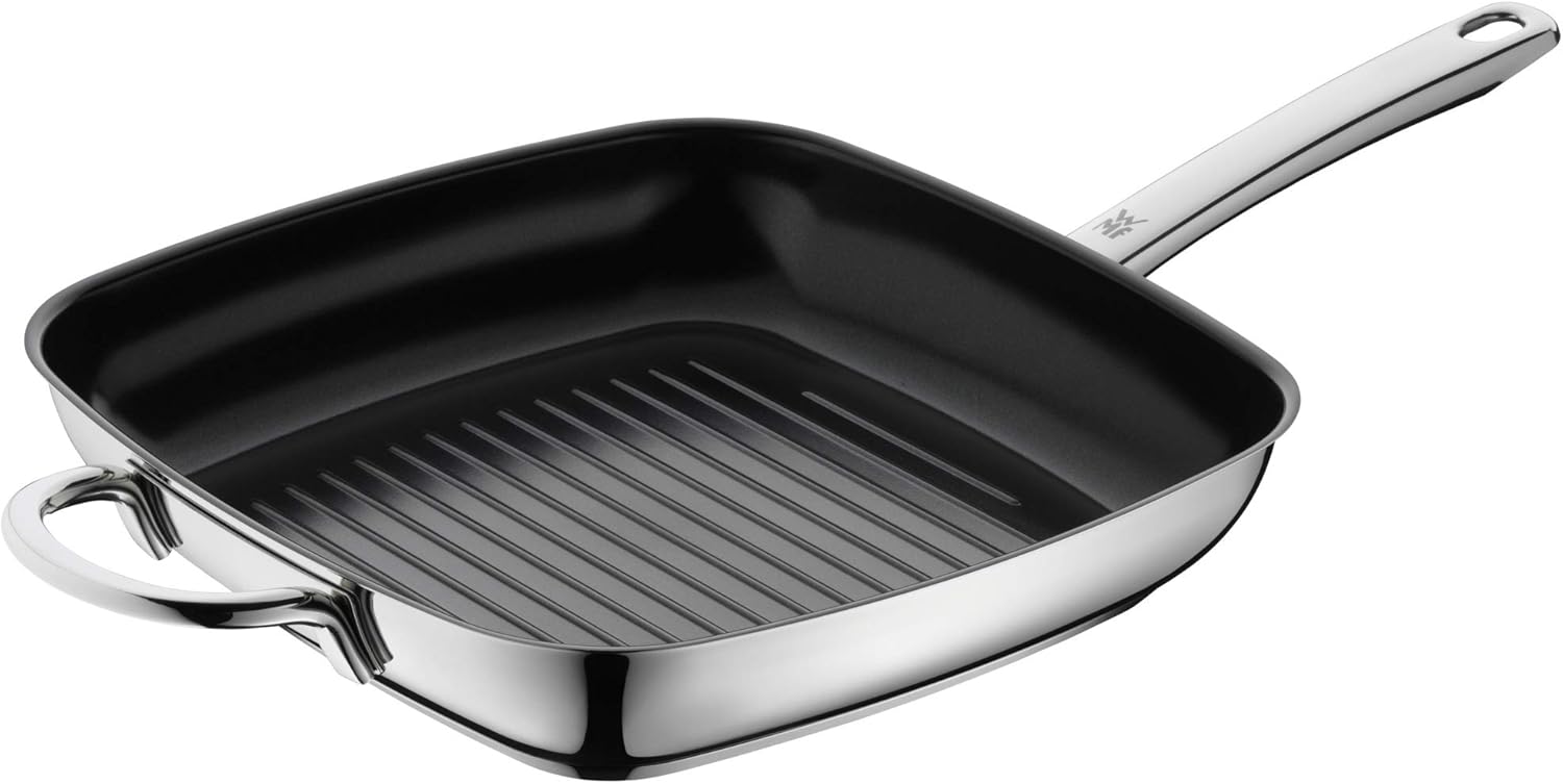 WMF Durado Grillpfanne Induktion gerillt 28x28 cm, Cromargan Edelstahl beschichtet, Keramikbeschichtung, backofenfest