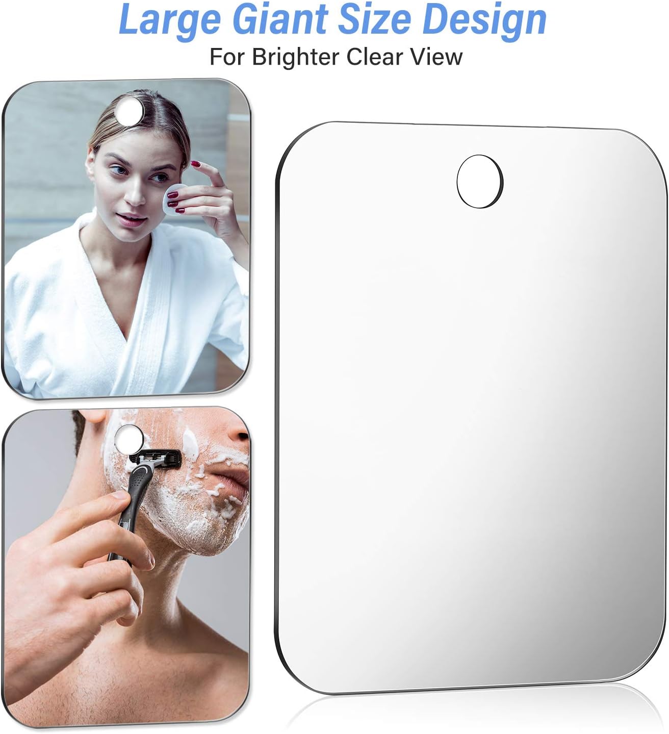 Jetec 3 Pieces Anti-Fog Shower Mirror Fogless Bathroom Handheld Mirror for Men and Women Unbreakable Portable Traveling Shaving Mirror Fog-Free Travel Mirror: Kitchen & Dining