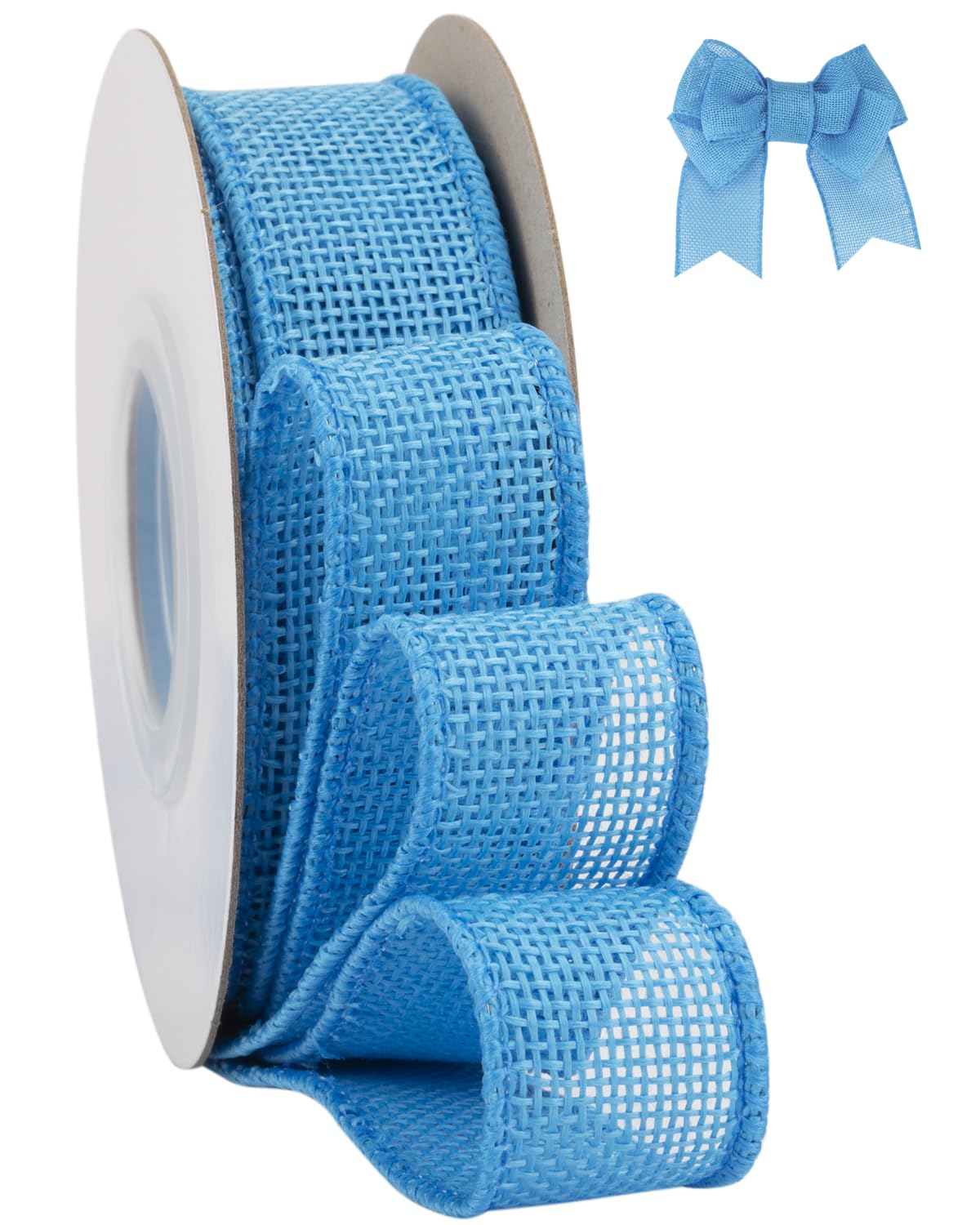 Tekdeere Burlap Ribbon 25mm x 9 Meters, Turquoise Wired Ribbon for Crafts, Gift Wrapping, Wreaths, Bows, Tree Decoration and Outdoor Decoration