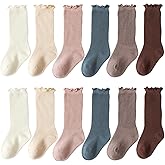 Adeimoo Baby Girls Cotton Socks Newborn Keep Warm Solid Color Sock Knee-High Stockings for Infant Toddler