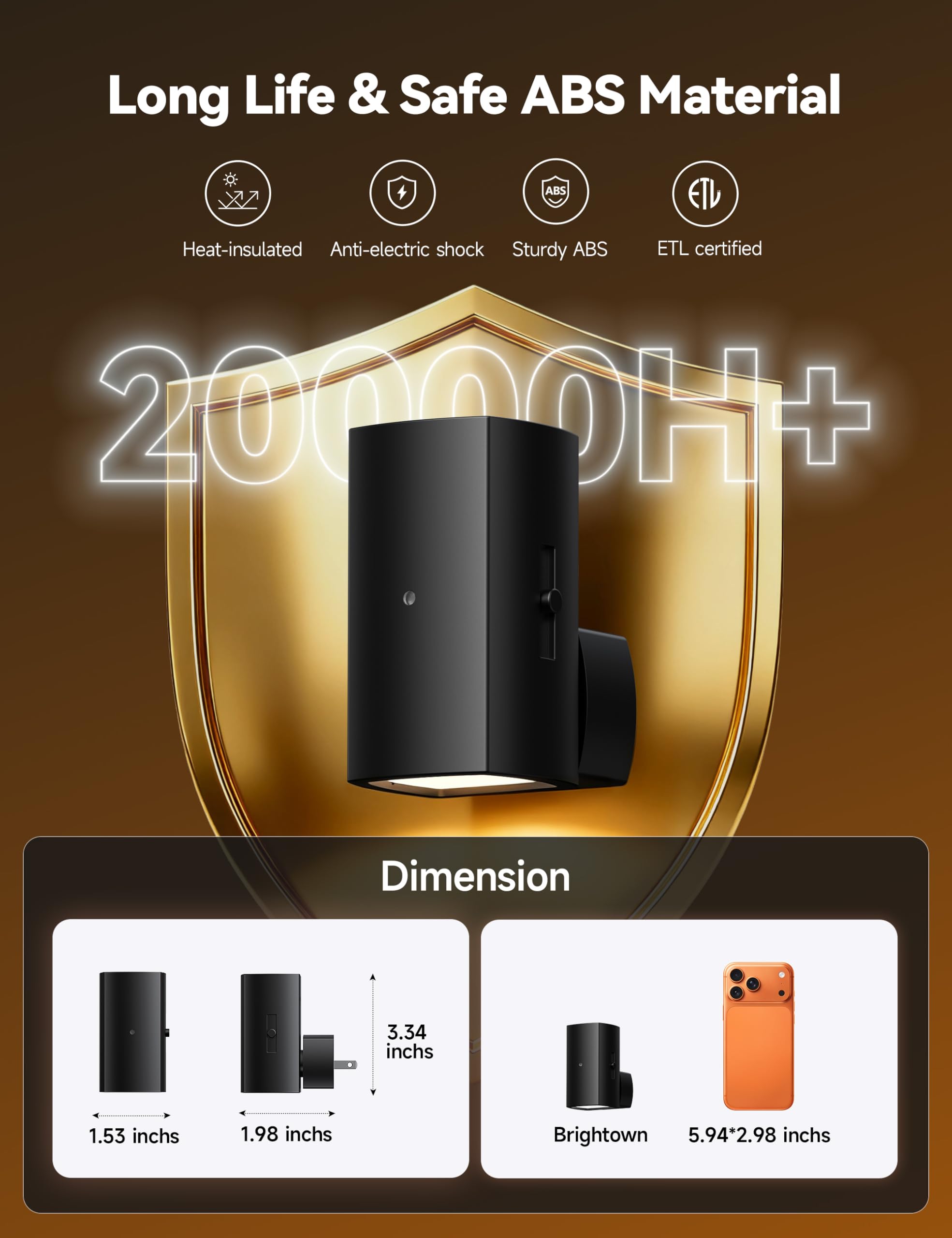 Brightown 2 Pack Night Lights Plug into Wall, Modern Night Light with Rotating Plug, Dusk to Dawn Sensor, 0-100LM Stepless Dimming Aora Night Light for Hallway Bedroom Bathroom, Soft White