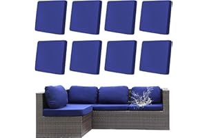 DREAHOTEXTIL 8Pcs Outdoor Cushions Covers Waterproof, Patio Cushion Covers, Outdoor Patio Cushion Covers, Outdoor Stretch Cushion Covers Replacement, Outdoor Cushion Slipcovers (Lake Blue)
