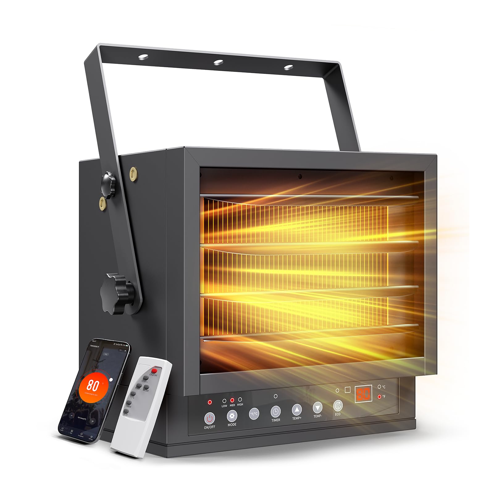 Photo 1 of *MISSING PARTS*
5000W Electric Garage Heater with WIFI & Remote, Ceiling Mount Shop Heater, Garage Space Heaters with ECO Mode, 240V, 12H Timer, Thermostat, Overheat Protection, for Garage Workshop Warehouse Industry