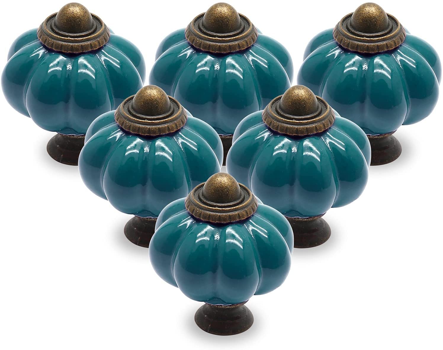 Cjueiom 25 Pack Ceramic Drawer Knobs, Teal Vintage Cupboard Knobs with Mounting Screws, Antique Wardrobe Pull Handles for Kitchen Cabinet and Dresser