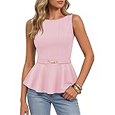 ZESICA Summer Tank Top for Women 2026 Work Business Sleeveless Shirts Casual Babydoll Peplum Blouse Tops